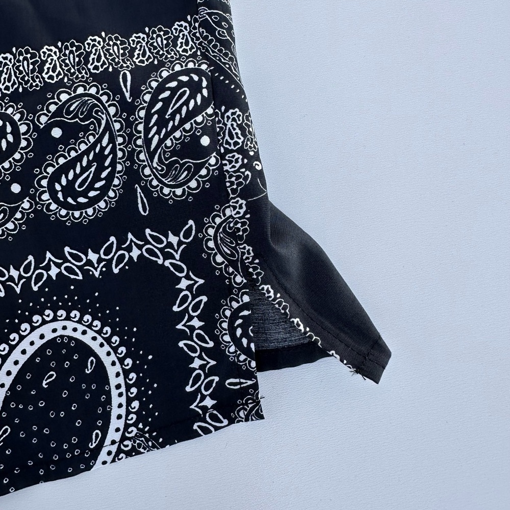 JUST Female Maid Shirt Women's Sz 38 Black Paisley Print Button Down Shirt - Picture 6 of 12